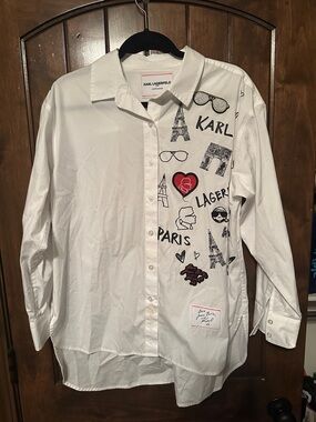 Karl Lagerfeld Cotton Patch Long Sleeve Shirt